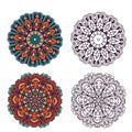 Set of abstract design elements. Round mandalas in vector. Royalty Free Stock Photo