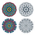 Set of abstract design elements. Round mandalas in vector. Graphic template for your design. Decorative retro ornament. Royalty Free Stock Photo