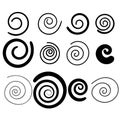 Set of abstract doodle swirls isolated on white