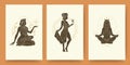 Set of abstract female silhouettes modern line art drawing style Royalty Free Stock Photo