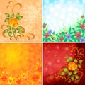 Set abstract floral backgrounds