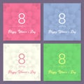 Set of Abstract Floral Greeting card - International Happy Women`s Day - 8 March holiday background. Trendy Design Template. Vecto Royalty Free Stock Photo