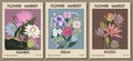 Set of abstract Flower Market art posters. Royalty Free Stock Photo