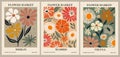 Set of abstract Flower Market posters vector art. Royalty Free Stock Photo