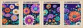 Set of abstract Flower Market vector art posters. Royalty Free Stock Photo