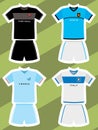 Set of abstract football jerseys, spain, italy, france and portugal