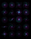 Set of Abstract fractal objects on a black background. Perfect for any use Royalty Free Stock Photo