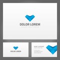 Set abstract frozen blue crystal heart shape exclusive business card decorative design vector