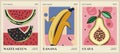 Set of abstract Fruit Market retro posters. Royalty Free Stock Photo
