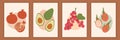 Set of abstract fruits in pastel colors poster