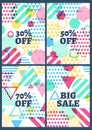 Set of abstract geometric background. Summer sale design.
