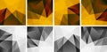 Set of abstract geometric backgrounds. Yellow red brown colors. Grey color. Vector illustration Royalty Free Stock Photo