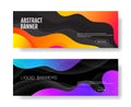 Set of abstract geometric banners with liquid shapes. Color gradient background design