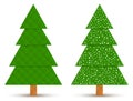 Set of abstract geometric coniferous trees with and without snow. Royalty Free Stock Photo