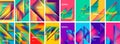 Set of abstract geometric posters. Triangle composition backgrounds. Collection of covers, templates, flyers, placards