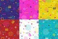 Set of abstract geometric seamless pattern in Memphis style. Fashion 80s-90s trends designs, Retro funky graphic with Royalty Free Stock Photo
