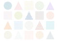 Set of abstract geometric simple seamless patterns. Colorful polka dot, stripes and waves, random symbols textures.