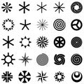 Set of abstract geometric symbols black and white minimalistic silhouettes of figures