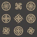 Set of abstract geometric symbols.