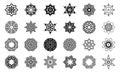 Set of abstract geometric symmetric center shapes. Design elements, ornaments. Vector monochrome illustration Royalty Free Stock Photo