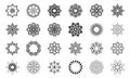 Set of abstract geometric symmetric center shapes. Design elements, ornaments. Vector monochrome illustration Royalty Free Stock Photo