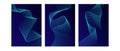 Set of Abstract glowing wave lines on dark blue background. Dynamic wave pattern. Modern flowing wavy lines. Futuristic technology Royalty Free Stock Photo