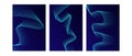 Set of Abstract glowing wave lines on dark blue background. Dynamic wave pattern. Modern flowing wavy lines. Futuristic technology Royalty Free Stock Photo