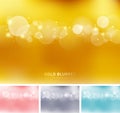 Set of abstract gold, pink, gray, blue color blurred background with circles bokeh and sparkle. Copy space Royalty Free Stock Photo