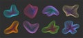 Set of 8 abstract graphic flowing liquid, fluid, organic shapes elements. Dynamic amorphous vector gradient waves and lines. Retro