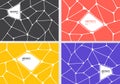 Set of abstract gray, orange, yellow, purple geometric voronoi background. Polygonal Mosaic collection Royalty Free Stock Photo