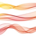 Set abstract gray smoke wave. Transparent wave. Abstract smooth wave vector. Red waves. Vector Abstract Lines. eps 10 Royalty Free Stock Photo