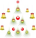 Set of abstract green Christmas tree with balls Royalty Free Stock Photo