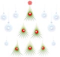 Set of abstract green Christmas tree with red Royalty Free Stock Photo