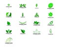 Set of Abstract green leaf logo icon vector design Royalty Free Stock Photo