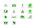 Set of Abstract green leaf logo icon vector design Royalty Free Stock Photo