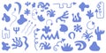 Set of abstract hand drawn objects and elements on a white background.Various arrows and tropical, abstract shapes for Royalty Free Stock Photo