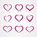 Set of abstract heart shape outline vector. symbol of love Royalty Free Stock Photo