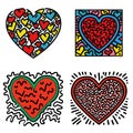 Set of abstract hearts. Hand drawn rough marker hearts isolated on white background.