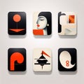 Set of abstract icons for web and mobile applications. Vector illustration Royalty Free Stock Photo