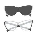 Set of 2 Abstract image of glasses with dark and clear lenses in grayscale. Sticker. Icon. Isolate.