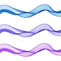 Set of Abstract Isolated Wave Lines for White Background.