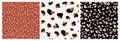 Set of Abstract Leopard Skin Seamless Patterns. Animal print. geometric folklore Vector illustration. Royalty Free Stock Photo