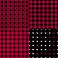 Set Abstract male style seamless pattern. Eastern Checkered black and red trend palette. Vector Fashion background.