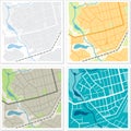 Set of 4 abstract maps