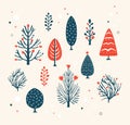 Set of abstract minimal tree elements vector illustration