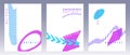 Set of abstract minimalistic patterns with curved geometric shapes. Vector graphics