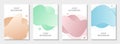 Set of 4 abstract modern graphic liquid banners. Dynamical waves different colored fluid forms. Isolated templates