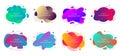 Set of 8 abstract modern graphic liquid elements. Dynamical waves different colored fluid forms. Isolated banners with flowing