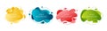 Set of 4 abstract modern graphic liquid elements. Dynamical waves different colored fluid forms. Isolated banners with flowing