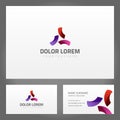 Set abstract multicolored curved strips gradient mockup creative design business card vector Royalty Free Stock Photo